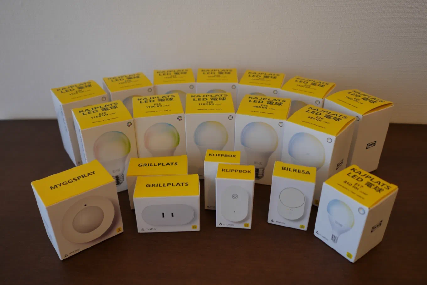 これまでに買った IKEA の Matter 対応の製品（箱を捨ててしまったものもあります）