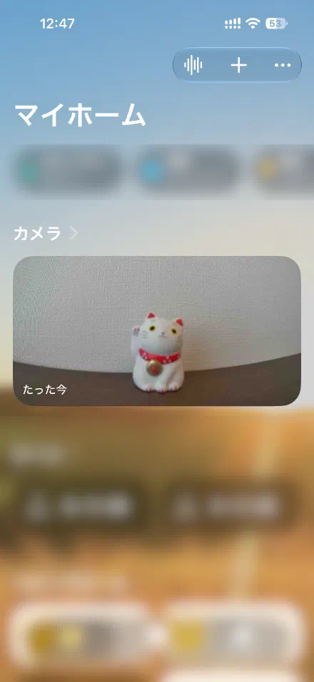ホーム画面にカメラの映像が出た