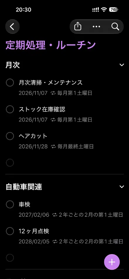 「月次」「自動車関連」のセクション
